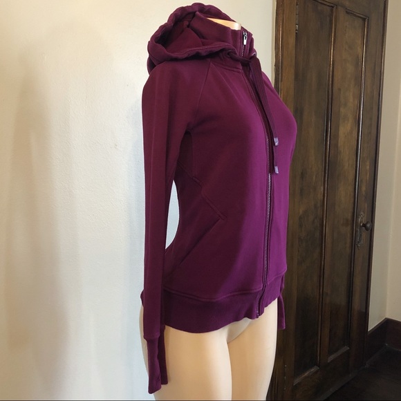 Athleta Triumph Hoodie Sweatshirt Jacket Velvet Plum Sz XS - Picture 6 of 12